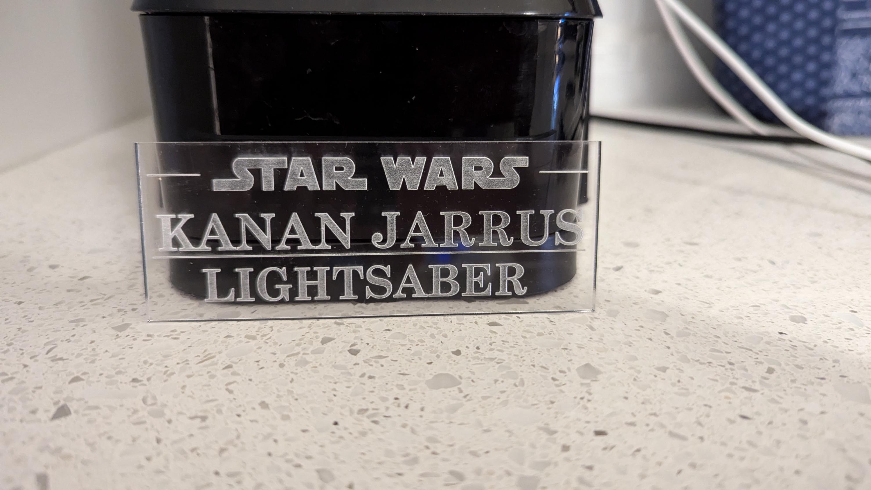 Existing engraved clear-acrylic plaque example; LED base not shown